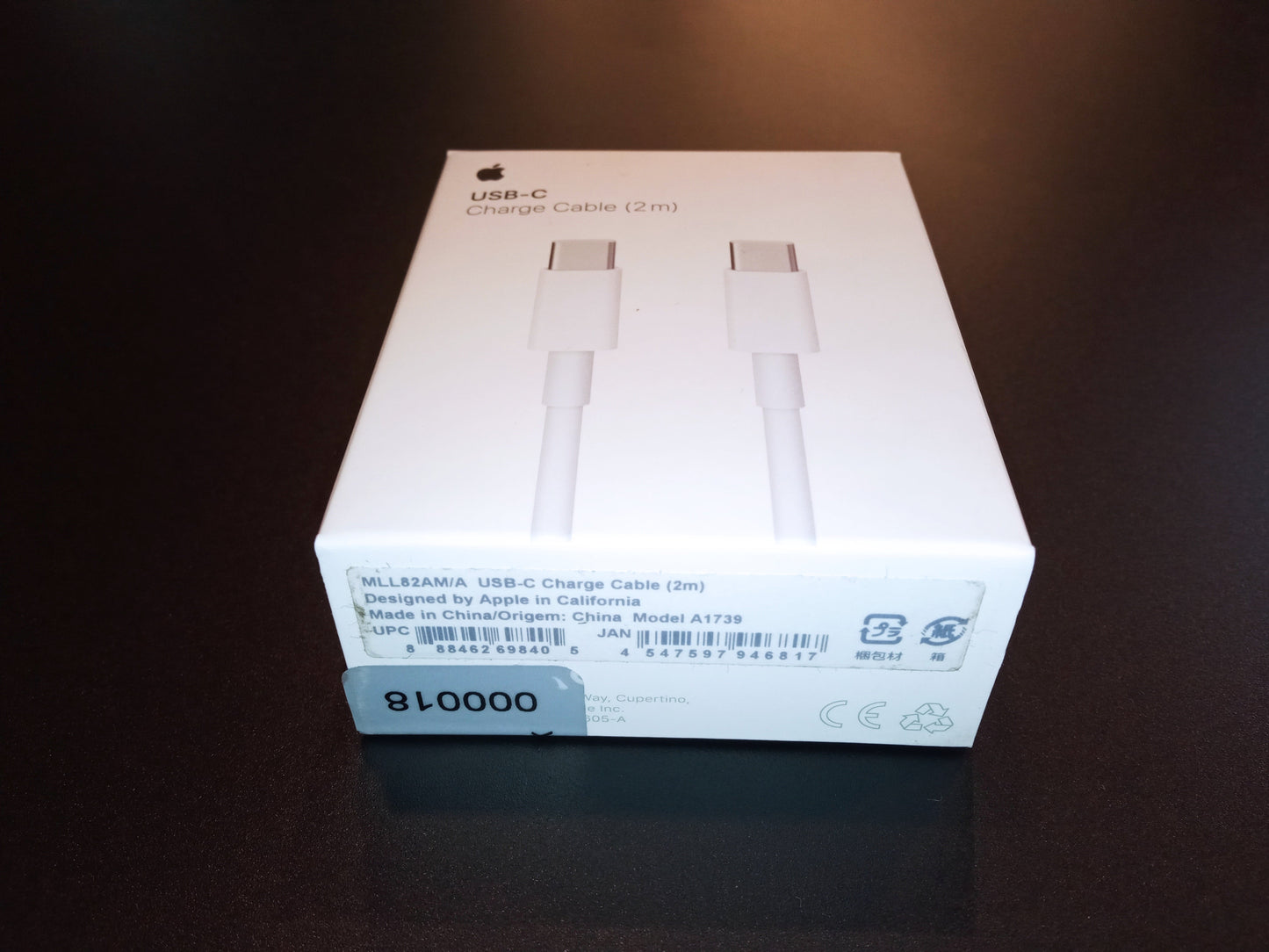 Apple USB-C Charge Cable (2m) A1739 Genuine Box Packed - One Year Warranty - USA LLA version -