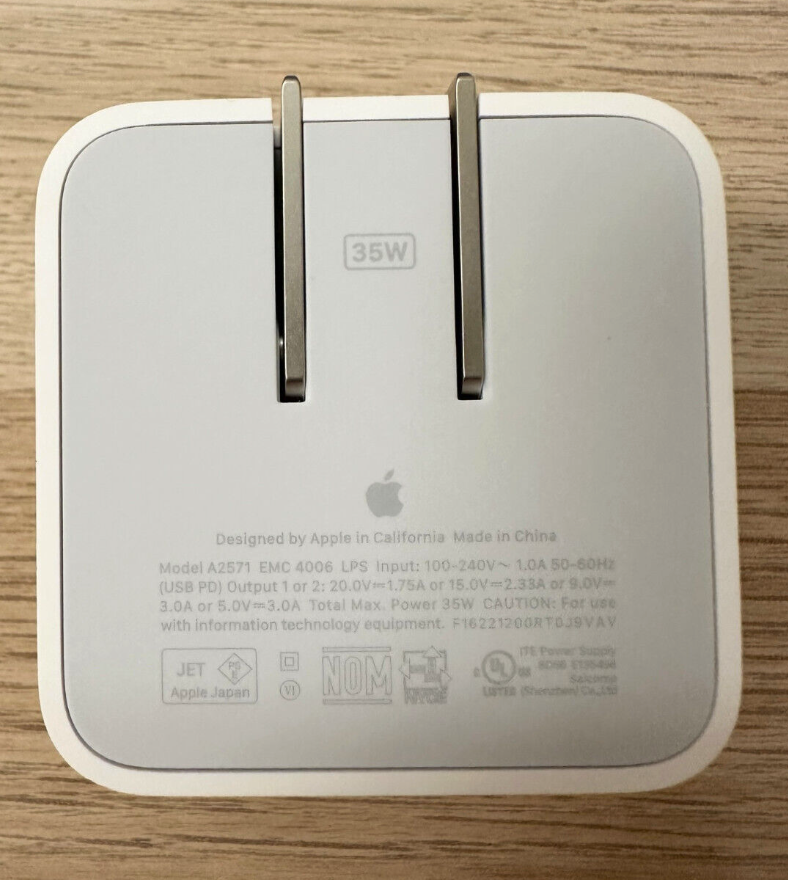 Apple 35W Dual USB-C Power Adapter A2571 Genuine Box Packed - One Year Warranty